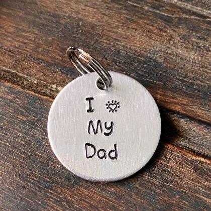 DOG OR CAT tag, “I heart My Dad�..