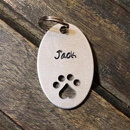 Pet Name Tag, Oval Custom Dog Tag, Personalized..