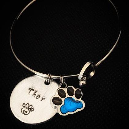 Pet Heart Bracelet, Personalized Pet Name..