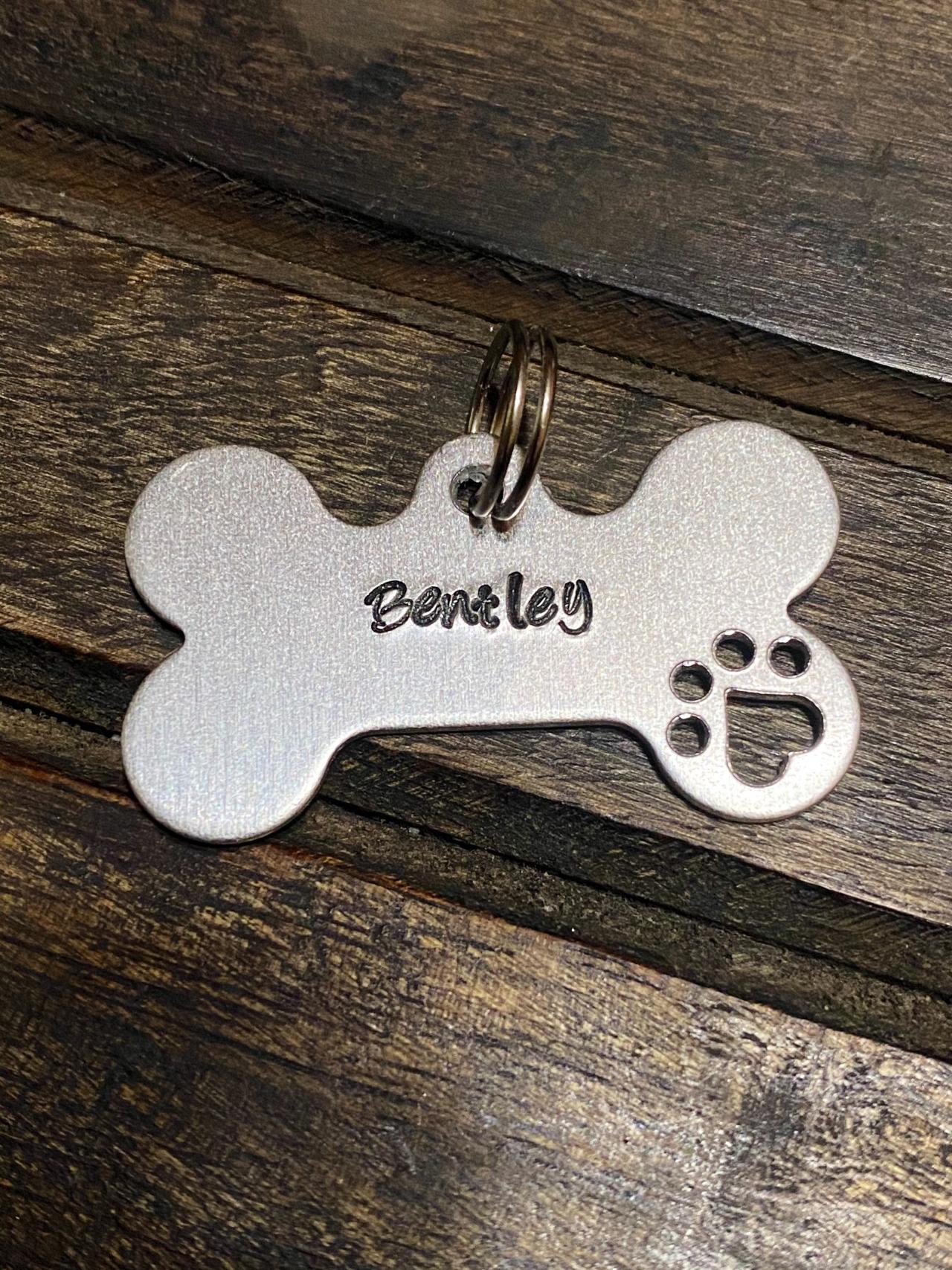 Pet Name Tag, Custom Dog Tag, Personalized Cat Tag, Hand Stamped Name, Dog And Cat Id , Pet Id Tag, Engraved Pet Tags