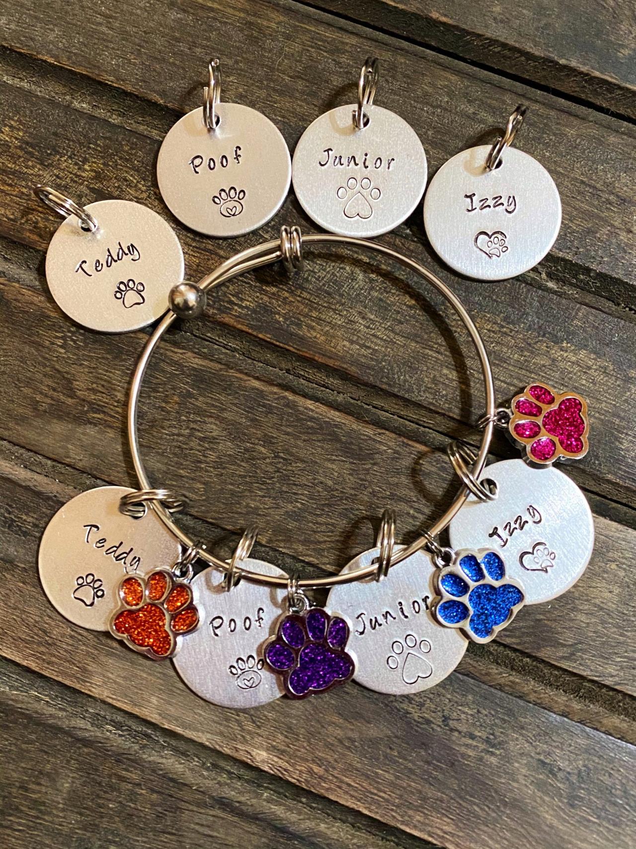 PERSONALIZED BRACELET & TAG, Combo Fur Baby Bracelet with name tag, Dog or Cat Mom gift, Custom Hand Stamped gift