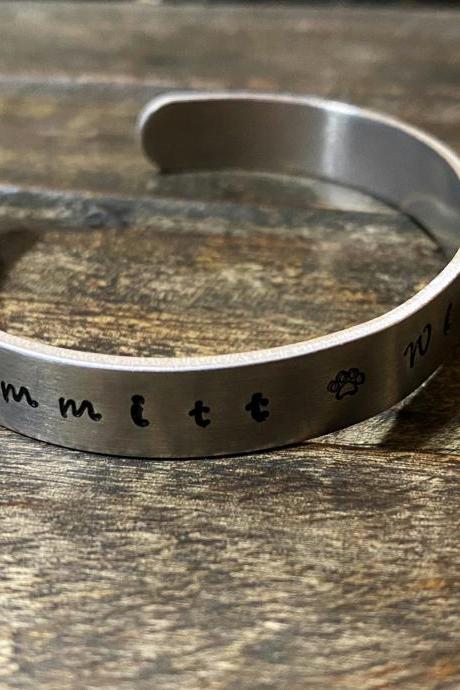 PERSONALIZED CUFF BRACELET, Hand Stamped Pet Bracelet, Customized Fur Baby Bracelet, Hand Stamped Gift, Gift for Moms