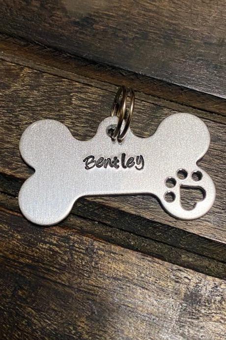 PET NAME TAG, custom dog tag, personalized cat tag, hand stamped name, Dog And Cat Id , Pet Id Tag, Engraved Pet Tags