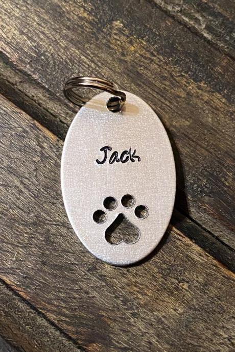 PET NAME TAG, Oval Custom dog tag, personalized cat tag, hand stamped name, Dog And Cat id , Pet Id Tag, Engraved Pet Tags