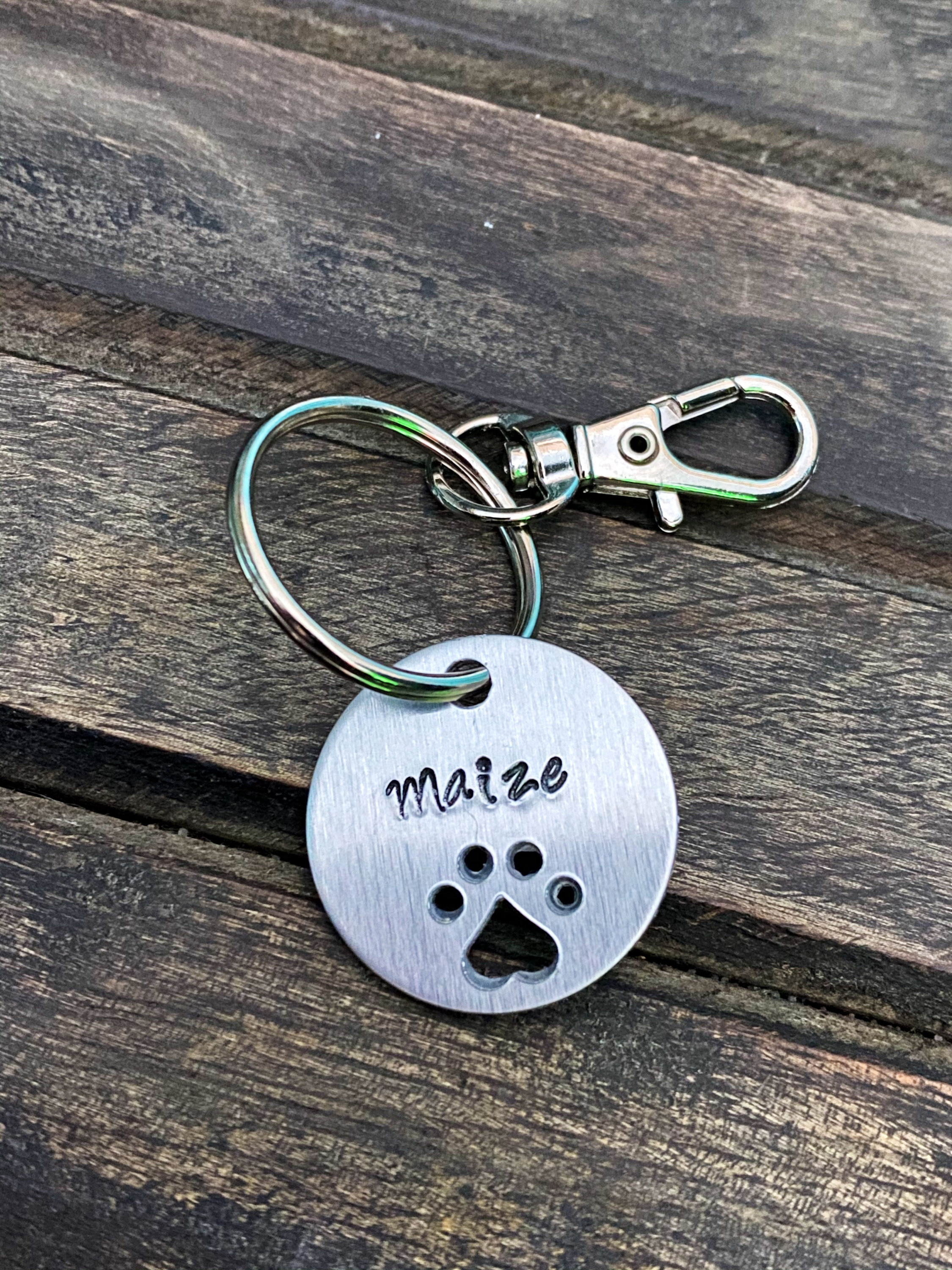 Customized Key Chain, Fur Baby Key Chain, Personalized Hand Stamped Key Chains on Luulla